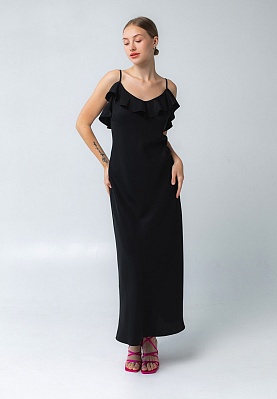 Week women's black tencel frilled sundress 242-06-006, фото 1