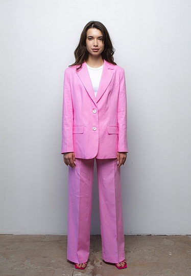 Week women's pink linen single-breasted jacket 242-03-001-2, фото 1 